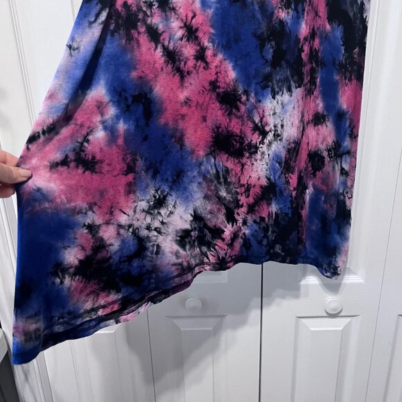 Coin 1804-Women's Maxi Tie Dyed Skirt-Pockets/Drawstring-Large-Black/Red/Blue - Picture 3 of 12